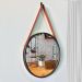 Espelho Decorativo Adnet Redondo Preto 60 cm com Alça Marrom - D'Rossi
