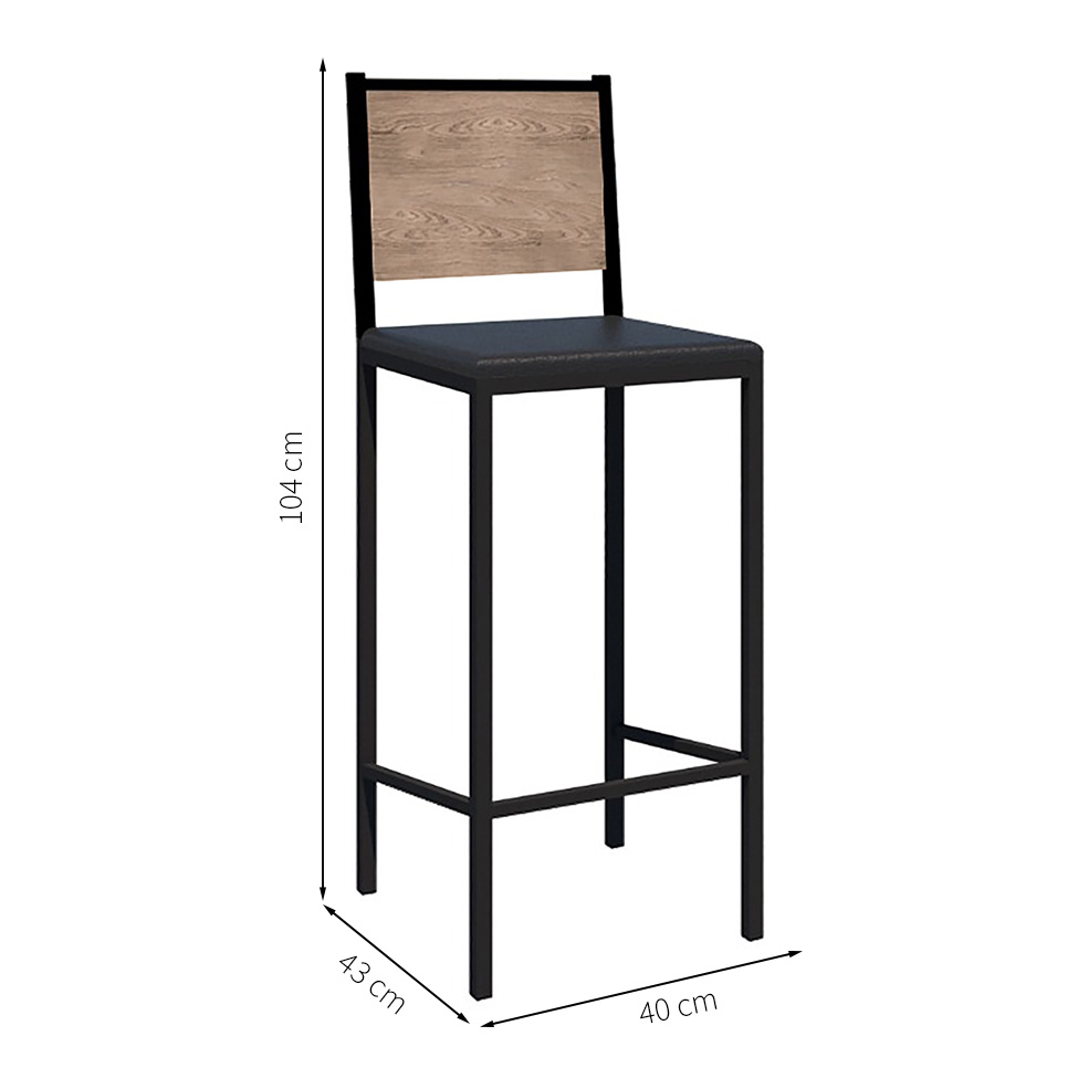 Conjunto com 2 Banquetas Aura Preto e Barona