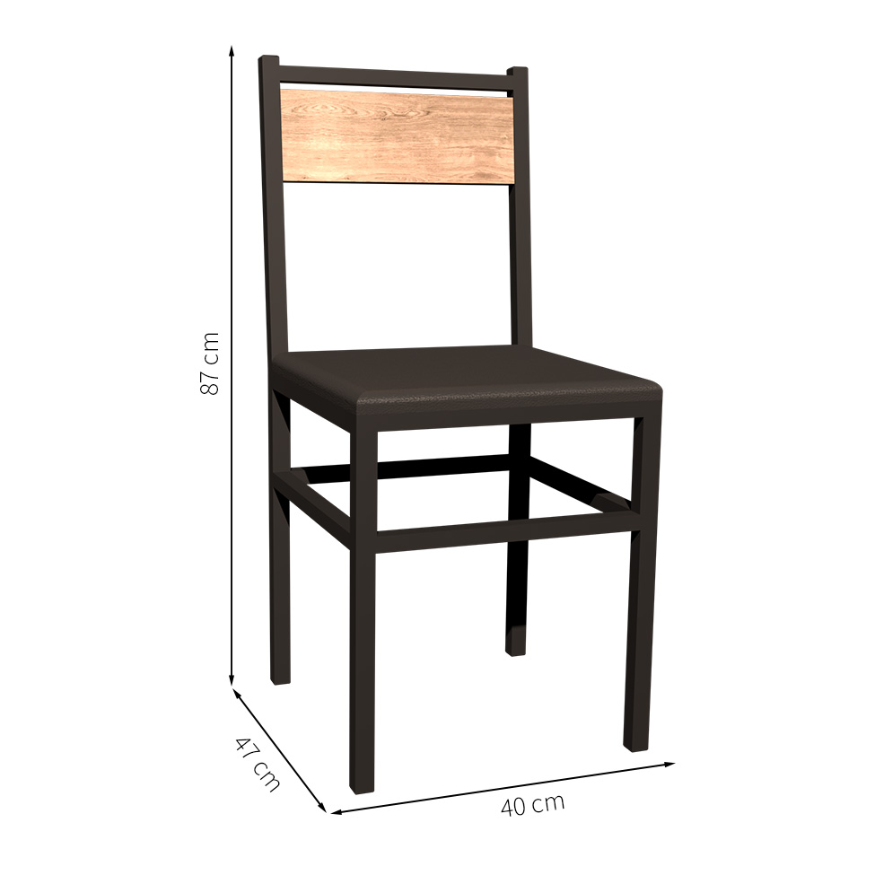 Conjunto com 2 Cadeiras de Jantar Curitiba Preto e Barona