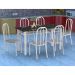 Conjunto de Mesa Granada com 6 Cadeiras Madri Branco e Preto Listrado GR