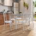 Conjunto de Mesa Granada com 6 Cadeiras Madri Prata e Branco Floral