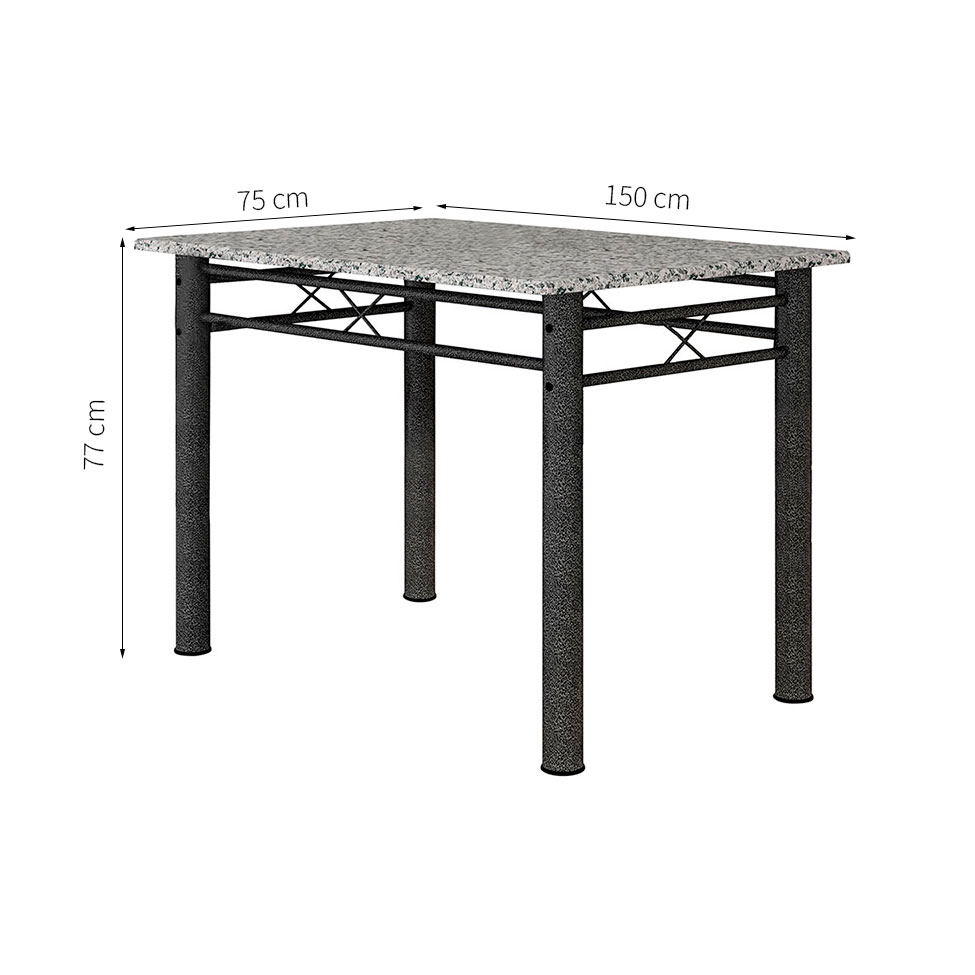 Conjunto de Mesa Granada com 6 Cadeiras Madri Preto e Nature Bege GR