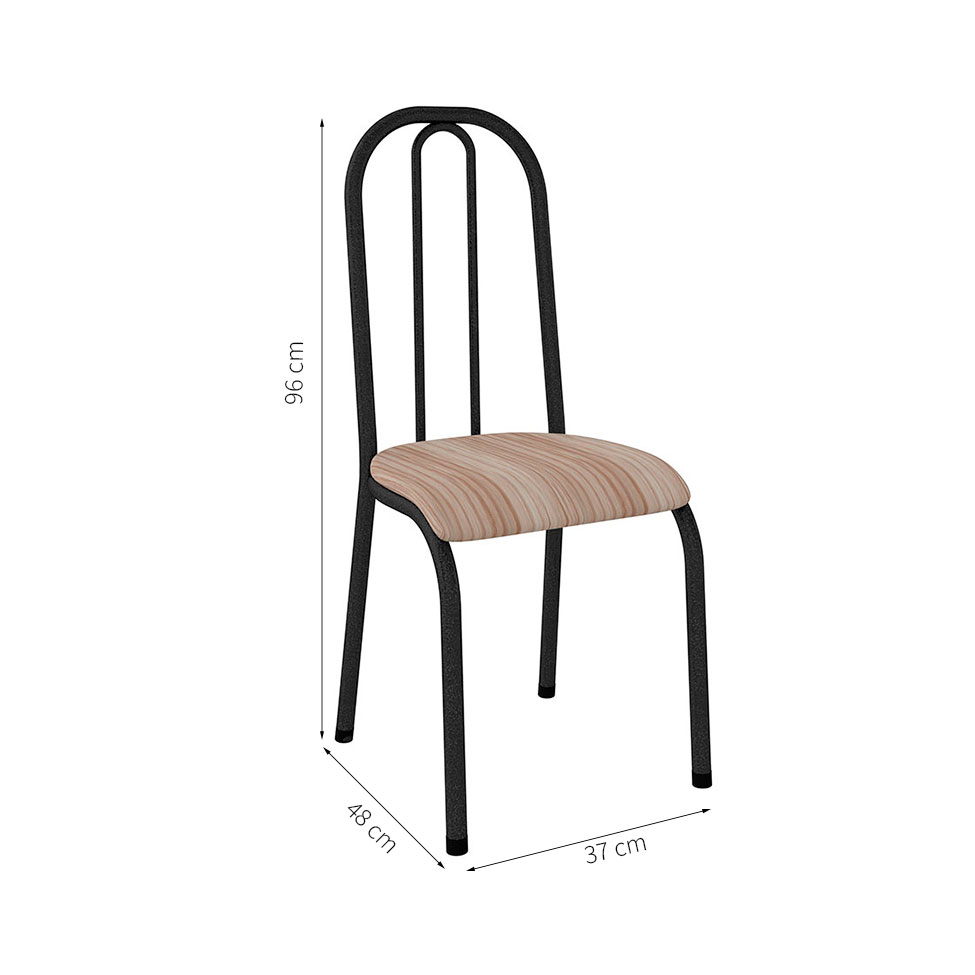 Conjunto de Mesa Granada com 6 Cadeiras Madri Preto e Nature Bege GR