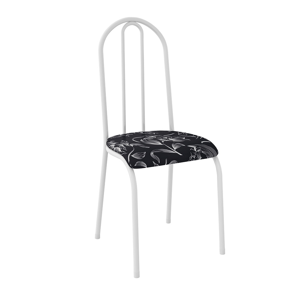 Conjunto de Mesa Malaga com 4 Cadeiras Alicante Branco e Preto