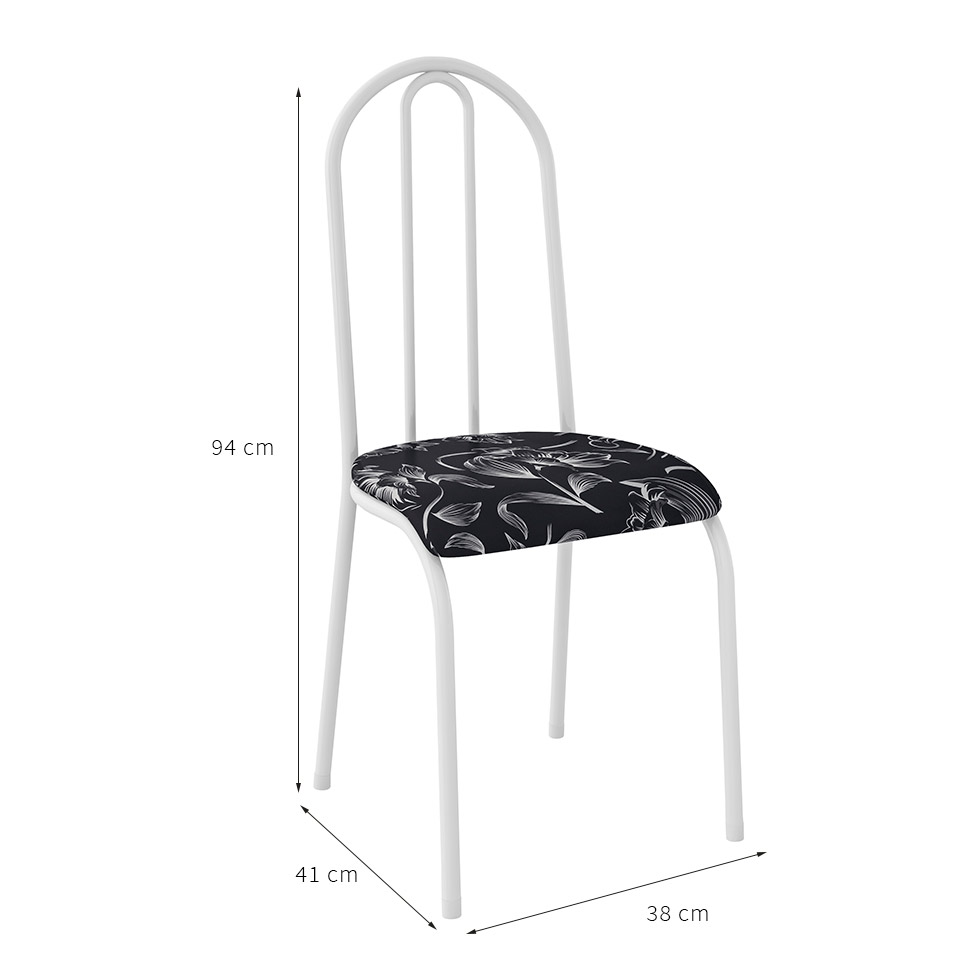 Conjunto de Mesa Malaga com 4 Cadeiras Alicante Branco e Preto