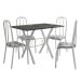Conjunto de Mesa Miame 110 cm com 4 Cadeiras Madri Branco e Branco Floral