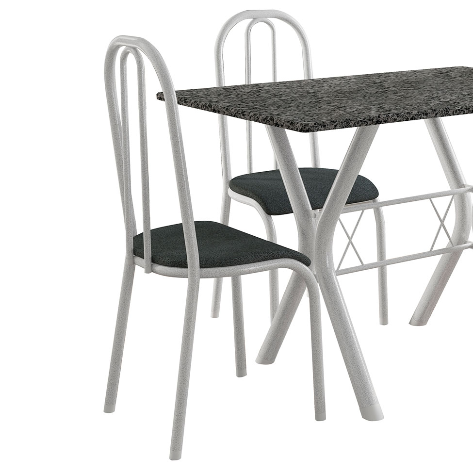 Conjunto de Mesa Miame 110 cm com 4 Cadeiras Madri Branco e Mesclado Petróleo