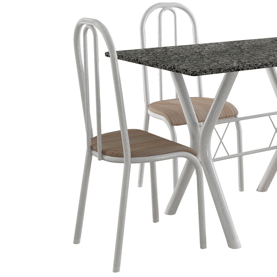 Conjunto de Mesa Miame 110 cm com 4 Cadeiras Madri Branco e Nature Bege