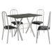 Conjunto de Mesa Miame 110 cm com 4 Cadeiras Madri Branco e Preto Floral