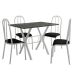 Conjunto de Mesa Miame 110 cm com 4 Cadeiras Madri Branco e Preto Liso
