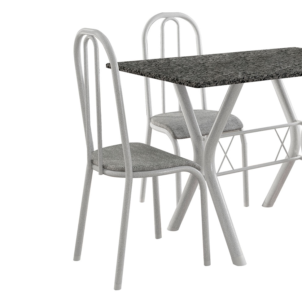 Conjunto de Mesa Miame 110 cm com 4 Cadeiras Madri Branco e Vegetale
