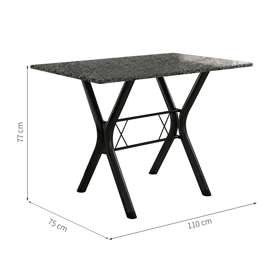 Conjunto de Mesa Miame 110 cm com 4 Cadeiras Madri Preto e Branco Floral