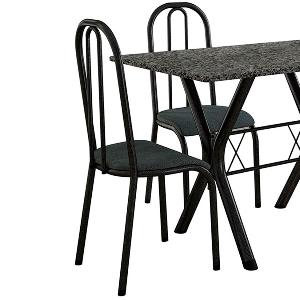 Conjunto de Mesa Miame 110 cm com 4 Cadeiras Madri Preto e Mesclado Petróleo