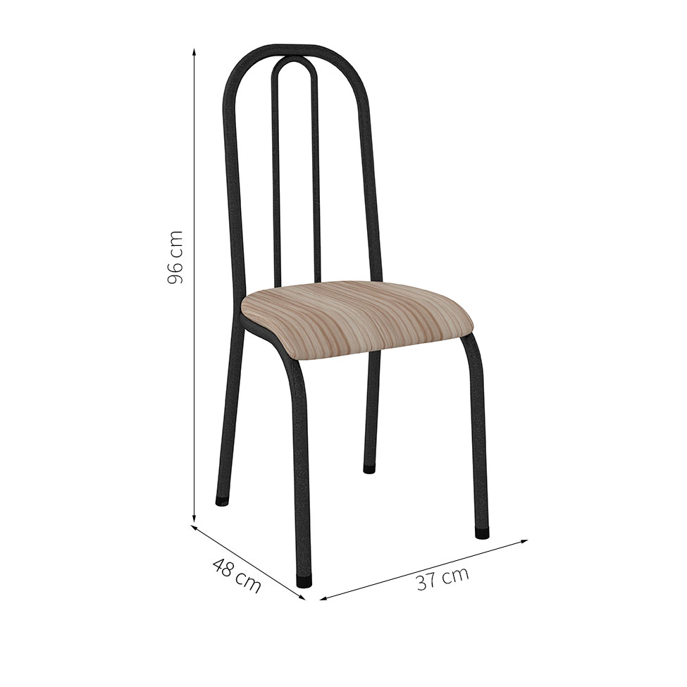 Conjunto de Mesa Miame 110 cm com 4 Cadeiras Madri Preto e Nature Bege
