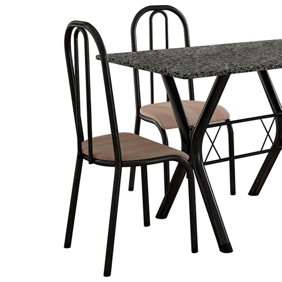 Conjunto de Mesa Miame 110 cm com 4 Cadeiras Madri Preto e Nature Bege
