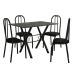 Conjunto de Mesa Miame 110 cm com 4 Cadeiras Madri Preto e Preto Liso