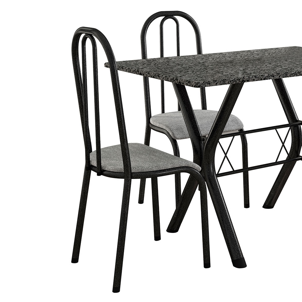 Conjunto de Mesa Miame 110 cm com 4 Cadeiras Madri Preto e Vegetale