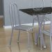Conjunto de Mesa Miame com 6 Cadeiras Madri Branco Prata e Preto Listrado