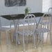 Conjunto de Mesa Miame com 6 Cadeiras Madri Branco Prata e Preto Listrado