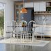Conjunto de Mesa Miame com 6 Cadeiras Madri Branco e Preto Listrado