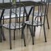 Conjunto de Mesa Miame com 6 Cadeiras Madri Preto Prata e Branco Floral