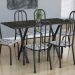 Conjunto de Mesa Miame com 6 Cadeiras Madri Preto Prata e Branco Floral