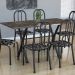 Conjunto de Mesa Miame com 6 Cadeiras Madri Preto Prata e Preto Floral