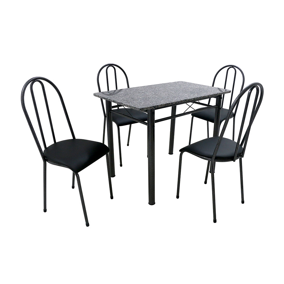 Conjunto de Mesa com 4 Cadeiras Genebra Preto