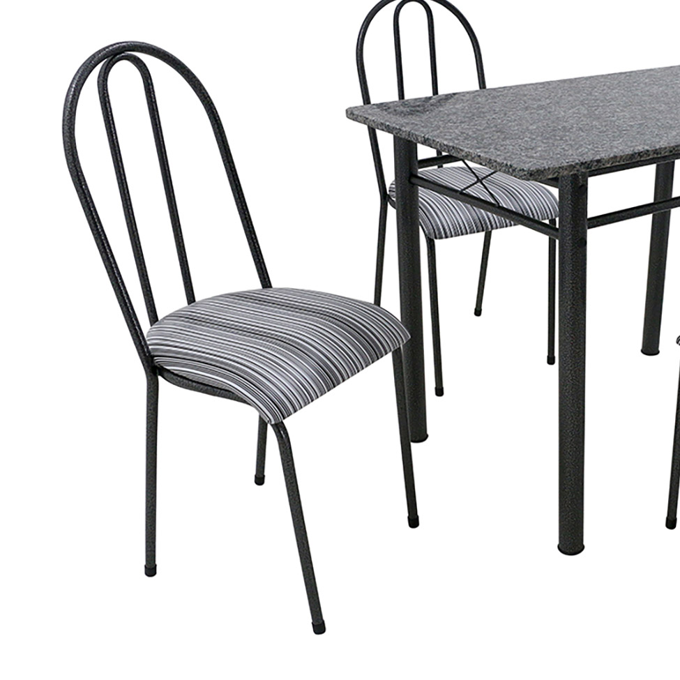 Conjunto de Mesa com 4 Cadeiras Genebra Preto Listrado