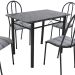 Conjunto de Mesa com 4 Cadeiras Genebra Preto Listrado