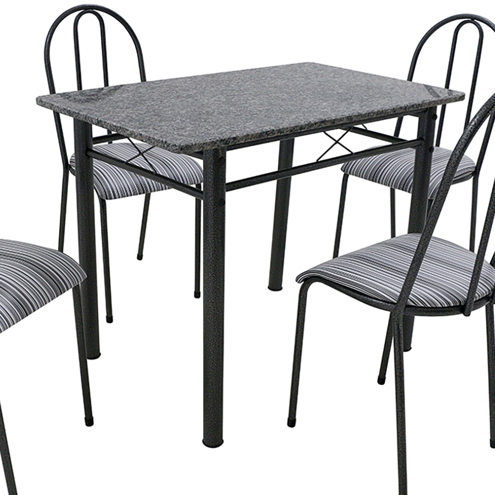 Conjunto de Mesa com 4 Cadeiras Genebra Preto Listrado