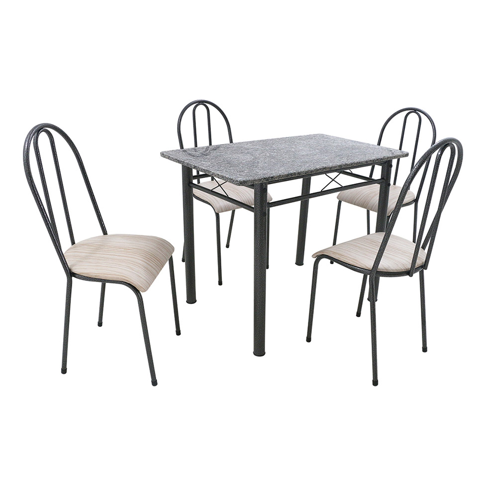 Conjunto de Mesa com 4 Cadeiras Genebra Preto e Nature