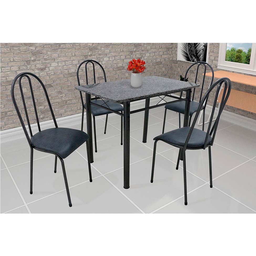 Conjunto de Mesa com 4 Cadeiras Genebra Preto e Petróleo