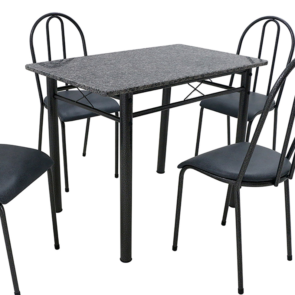 Conjunto de Mesa com 4 Cadeiras Genebra Preto e Petróleo