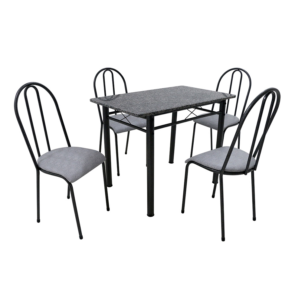 Conjunto de Mesa com 4 Cadeiras Genebra Preto e Vegetale