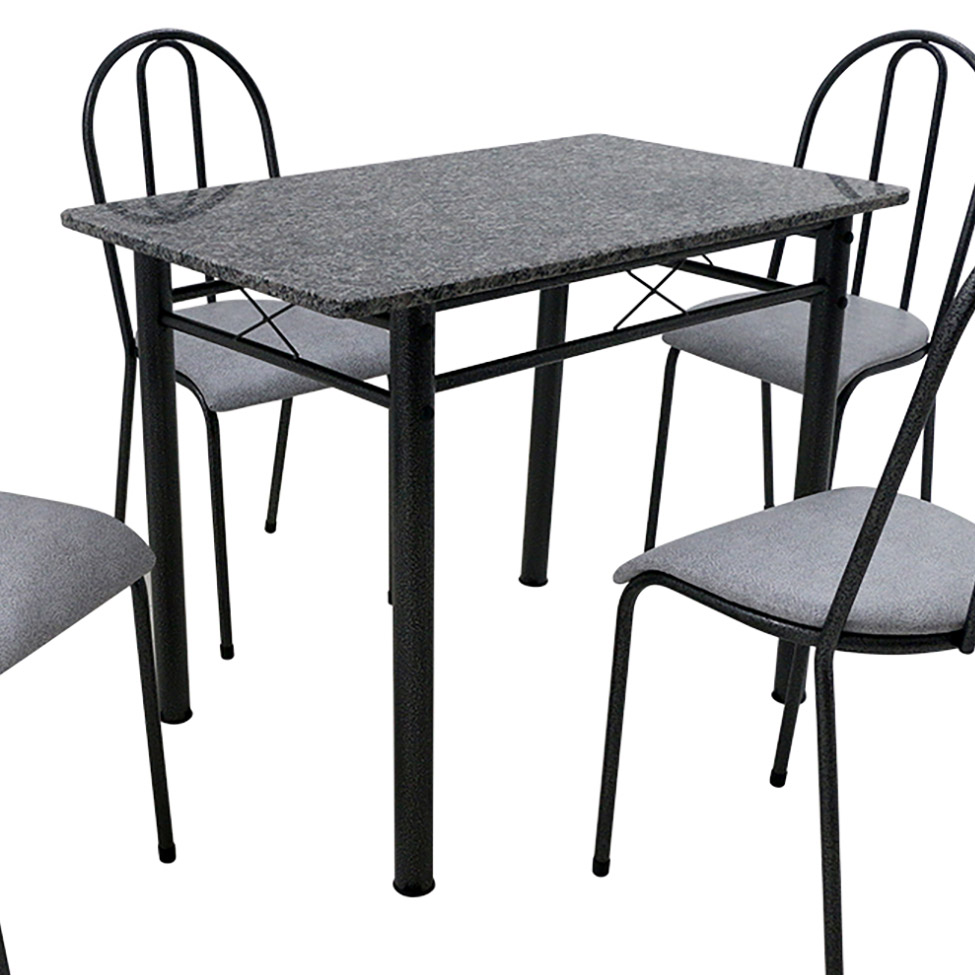 Conjunto de Mesa com 4 Cadeiras Genebra Preto e Vegetale