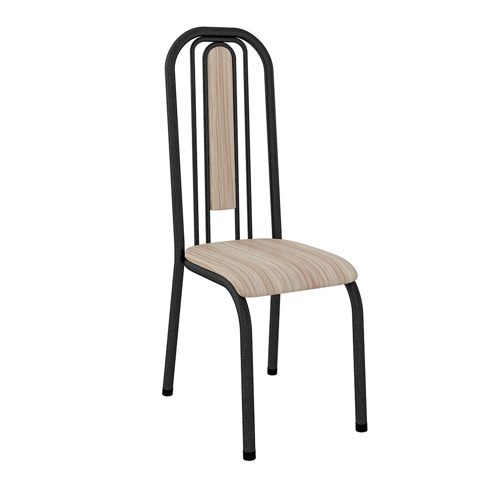 Conjunto de Mesa com 6 Cadeiras Granada Preto e Natural Bege GR