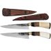 2 Facas Modelo Tesoura de Tosquia Artesanal 7' Gaúcha Churrasco Carbono 1070 Chifre Madeira Osso
