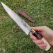 2 Facas Modelo Tesoura de Tosquia Artesanal 7' Gaúcha Churrasco Carbono 1070 Chifre Madeira Osso