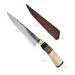 2 Facas Modelo Tesoura de Tosquia Artesanal 7' Gaúcha Churrasco Carbono 1070 Chifre Madeira Osso