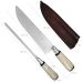 Conjunto Faca Para Churrasco 8" E Chaira Estriada Cutelaria Facas Gaucha Cabo De Osso