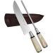 Conjunto Faca Para Churrasco 8" E Chaira Estriada Cutelaria Facas Gaucha Cabo De Osso