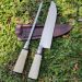 Conjunto Faca Para Churrasco 8" E Chaira Estriada Cutelaria Facas Gaucha Cabo De Osso