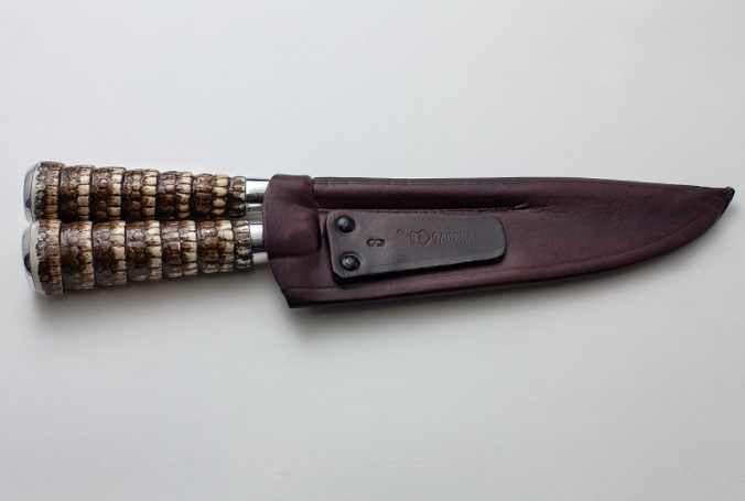 Conjunto faca e chaira inox fibra tatu 07 polegadas Facas Gaúcha 4007RT 