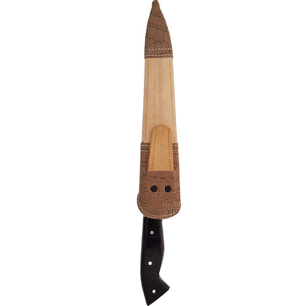 Facão Faca Churrasco 10'' Aço Carbono 1070 Full Tang Listrado Cabo Chifre Escuro