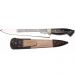 Facão Faca Churrasco 10'' Aço Carbono 1070 Full Tang Listrado Cabo Chifre Escuro