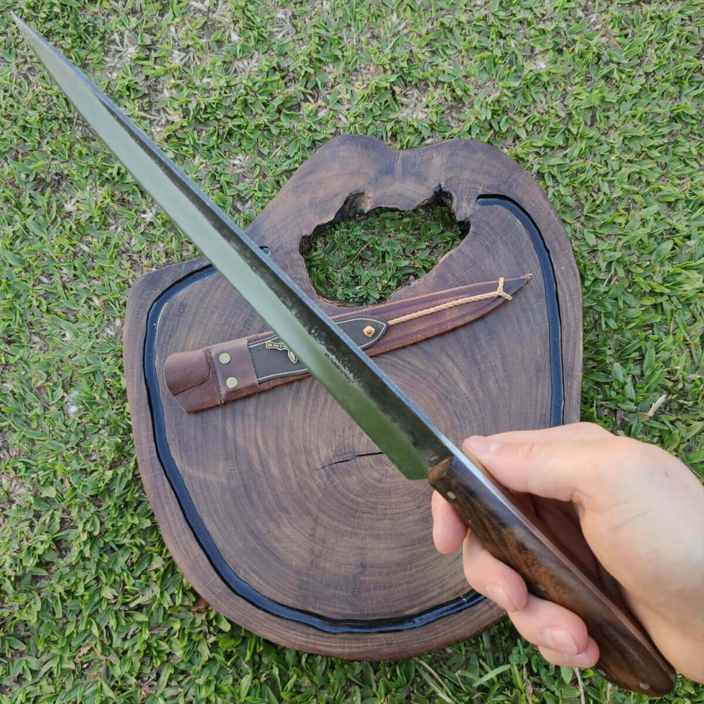 Faca Gaúcha Bruta 10' Para Churrasco Aço Carbono 1070 Cabo G