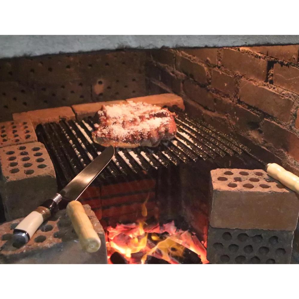 Faca Gaúcha Churrasco 8" Inox Cabo Curvo Chifre Madeira Osso