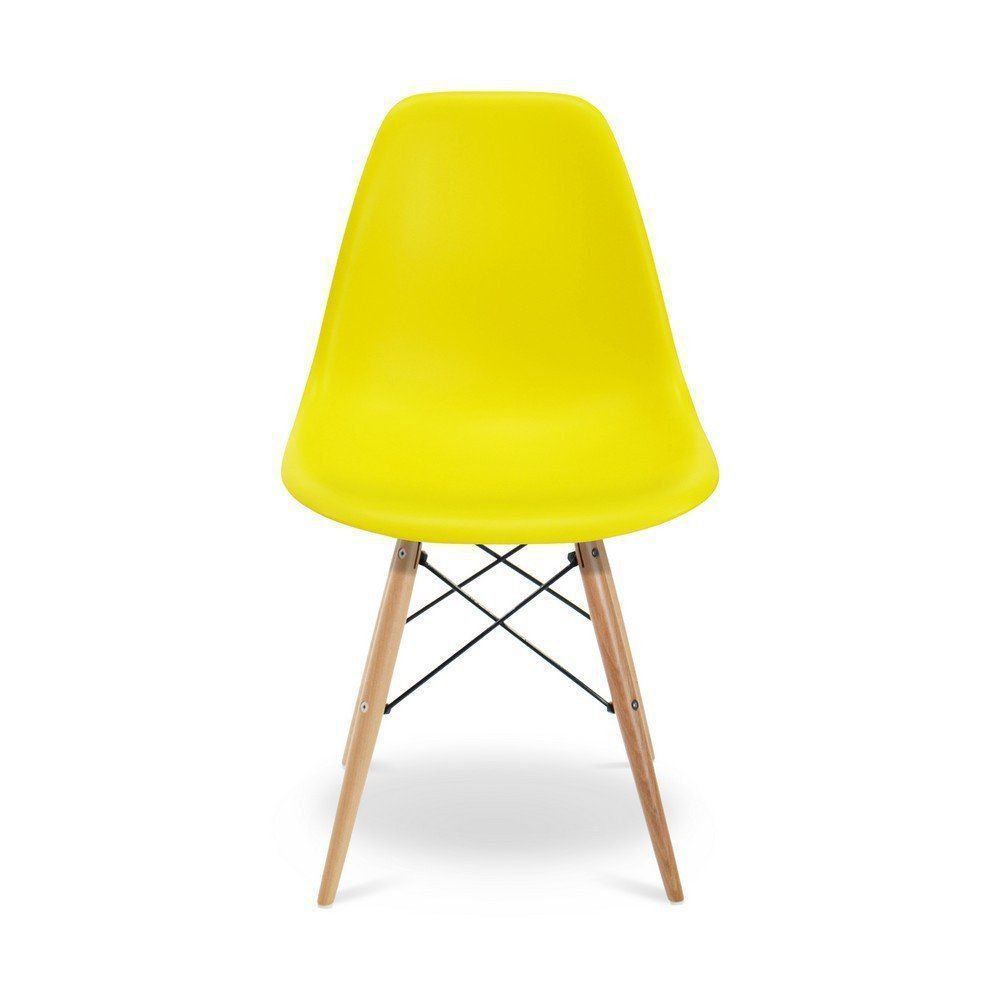 Cadeira Eiffel Charles Eames Base Madeira Sala de Jantar Amarelo - SSX Multicoisas
