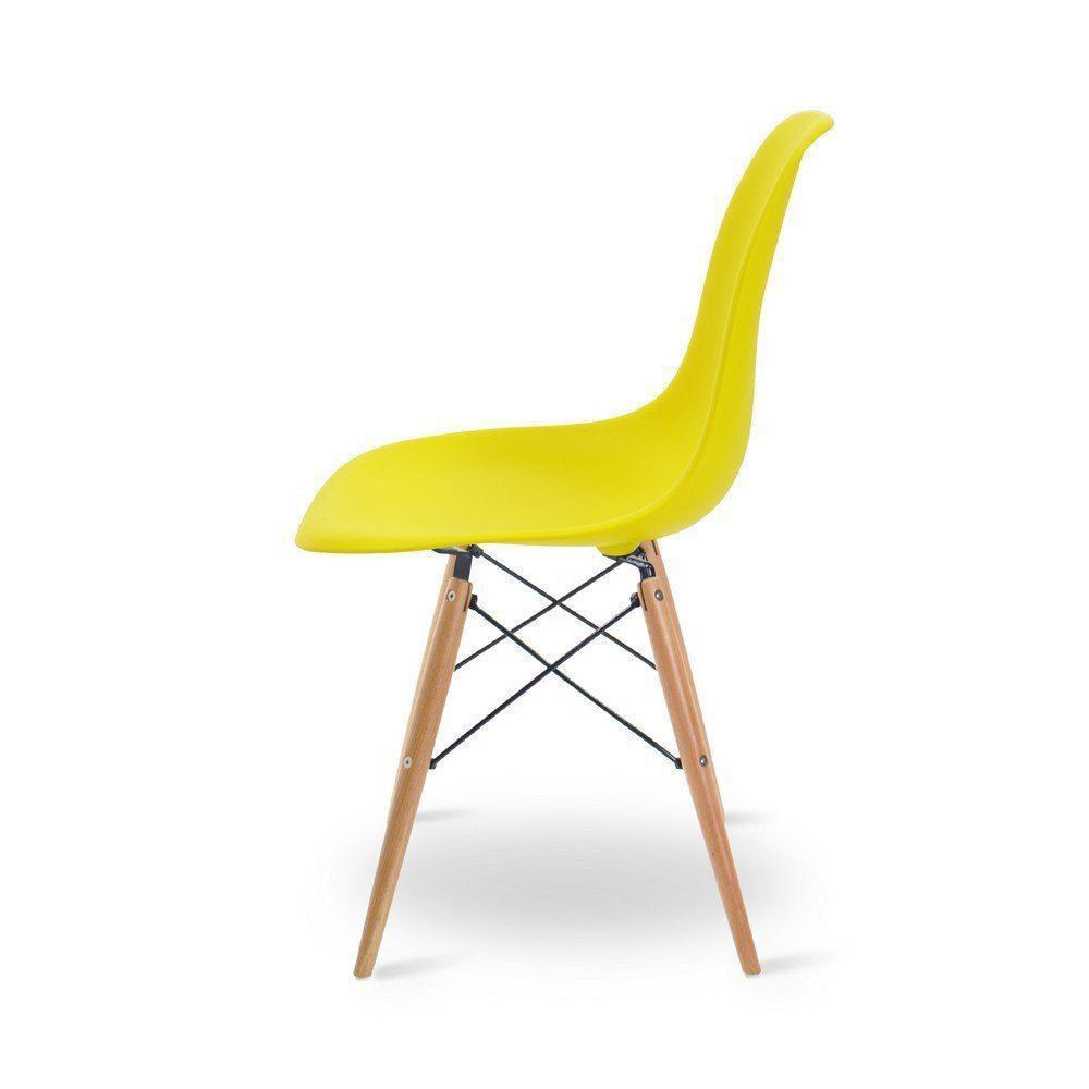 Cadeira Eiffel Charles Eames Base Madeira Sala de Jantar Amarelo - SSX Multicoisas